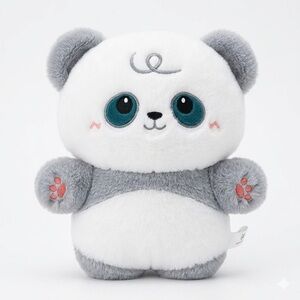 Cute Kawaii Panda Plush Toy Big Eyes Gray White Stuffed Animal Soft Doll